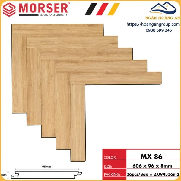 Sàn Gỗ Công Nghiệp Morser Xương Cá Cốt Xanh 8mm MX 86